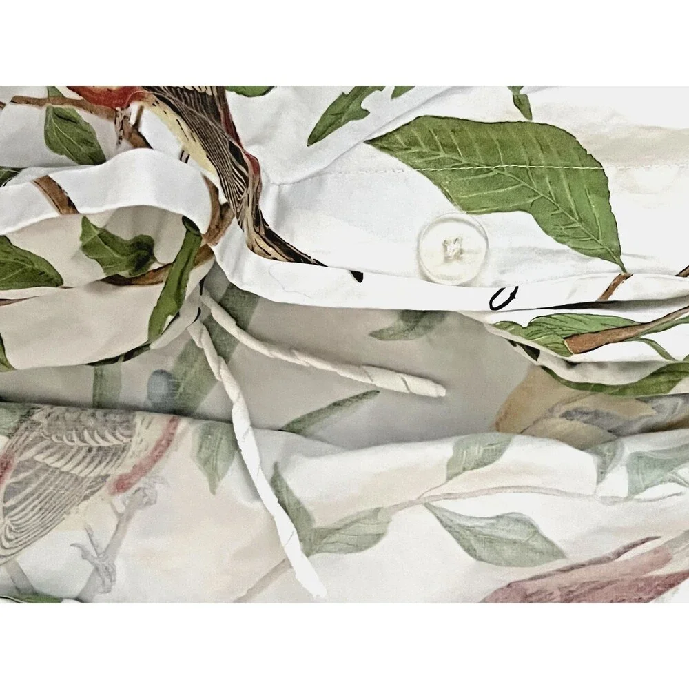 POTTERY BARN Spring Sparrow KING Duvet Cover Birds Botanical Colorful Cotton